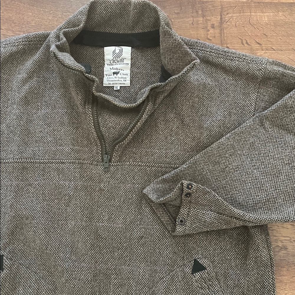 Cotswold Woolen Weavers Quarter Zip Jacket with Pockets and Cinch Waist Size XL